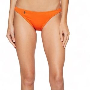 Polo Ralph Lauren Orange Hipster Bikini Bottoms with Blue Logo